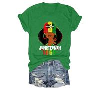 Sonderangebote Schnäppchen Juneteenth 1865 Lettering Print Kurzarm Sommeroberteile Lässige Kurzarm-T-Shirts Business Outfit Damen Sommershirt Damen T Shirt Schwarz Damen Ov Sale Angebote Bestellung