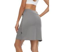 Soneven Hosenrock Damen Sport Wanderrock Damen mit Innenhose 2 in 1 Skort Damen Knielang Golfrock mit Taschen und Verstellbare Kordelzug Mini Rock Grau M