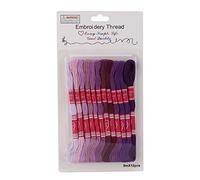 Sonew 12-teiliges Stickgarn-Set: Helle Polyesterfäden mit Farbverlauf Zum Sticken - Ideal für Gruppenhandwerke von Stickbegeisterten und Handgefertigte DIY-Projekte (PURPLE)