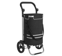 SONGMICS Einkaufstrolley, Trolley, Einkaufswagen mit Kühlfach, groß, 35 Liter, klappbar, Einkaufstasche mit Rollen, Tasche abnehmbar, schwarz KST03BK