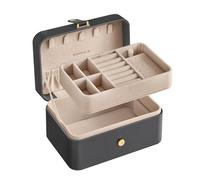 SONGMICS GISELLA Kollektion - Schmuckkästchen Reise mit 2 Ebenen, Schmuckkasten klein, Schmuckaufbewahrung, tragbar, für größere Accessoires, Geschenkidee, 11,6 x 16 x 7,5 cm, schiefergrau JBC166G01