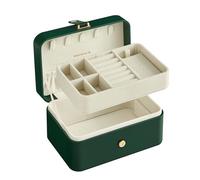 SONGMICS GISELLA Kollektion - Schmuckkästchen Reise mit 2 Ebenen, Schmuckkasten klein, Schmuckaufbewahrung, tragbar, für größere Accessoires, Geschenkidee, 11,6 x 16 x 7,5 cm, waldgrün JBC166C01