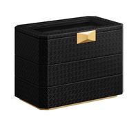 SONGMICS HOME RONNE Kollektion - Uhrenbox 3 Ebenen, 8 Fächer für Uhren, stapelbar, PU im Flechtlook, Schwebe-Effekt, Geschenkidee, Bezug in Schwarz, Innenfutter in Schwarz JWB021B01