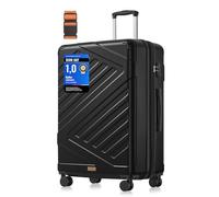 SONGMICS Koffer, Reisekoffer, Hartschalenkoffer mit TSA-Schloss, Koffergurt, ABS-Trolley, 4 Zwillingsrollen, erweiterbar, XL, 75 cm, tintenschwarz RLP003B101