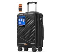SONGMICS Koffer, Reisekoffer, Hartschalenkoffer mit TSA-Schloss, Koffergurt, ABS-Trolley, 4 Zwillingsrollen, Handgepäck-Koffer, M, 55 cm, tintenschwarz RLP001B101