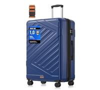 SONGMICS Koffer, Reisekoffer, Hartschalenkoffer mit TSA-Schloss, Koffergurt, ABS-Trolley, 4 Zwillingsrollen, erweiterbar, XL, 75 cm, hafenblau RLP003Q101