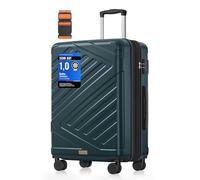 SONGMICS Koffer, Reisekoffer, Hartschalenkoffer mit TSA-Schloss, Koffergurt, ABS-Trolley, 4 Zwillingsrollen, erweiterbar, L, 65 cm, dunkeltürkis RLP002C101