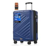 SONGMICS Koffer, Reisekoffer, Hartschalenkoffer mit TSA-Schloss, Koffergurt, ABS-Trolley, 4 Zwillingsrollen, erweiterbar, L, 65 cm, hafenblau RLP002Q101