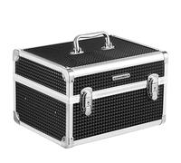 SONGMICS Kosmetikkoffer, Make-up Koffer für Reisen, Schminkkoffer, Aufbewahrung, für Friseure und Visagisten, mit herausnehmbarem Tablett, mit Schlössern, schwarz JBC328B01