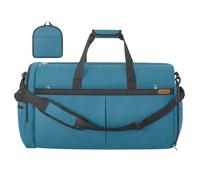 SONGMICS Reisetasche groß, 80L Faltbare Sporttasche mit Schuhfach | Weekender aus Polyester, 65 x 33 x 36 cm, für Reise, dufflebag, travelbag, luggage bag, mit Nassfach, Blau, RBF080Q101