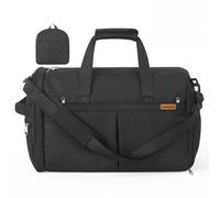 SONGMICS Reisetasche klein, 50L Faltbare Sporttasche mit Schuhfach | Weekender aus Polyester, 55 x 35 x 25 cm, für Reise, dufflebag, travelbag, luggage bag, mit Nassfach, Schwarz, RBF050B101