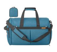 SONGMICS Reisetasche klein, 50L Faltbare Sporttasche mit Schuhfach | Weekender aus Polyester, 55 x 35 x 25 cm, für Reise, dufflebag, travelbag, luggage bag, mit Nassfach, Blau, RBF050Q101