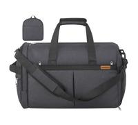 SONGMICS Reisetasche klein, 50L Faltbare Sporttasche mit Schuhfach | Weekender aus Polyester, 55 x 35 x 25 cm, für Reise, dufflebag, travelbag, luggage bag, mit Nassfach, Grau, RBF050G101