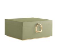 SONGMICS Schmuckkästchen 2 Ebenen, Schmuckkasten mit Griff, flexibles Schmucktablett, Schmuckbox, Schmuckaufbewahrung, schwebender Effekt, 20,5 x 24 x 11 cm, Geschenkidee, lorbeergrün JBC165C02