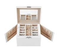 Songmics Schmuckkästchen Bridie mit 4 Ebenen Weiß-Beige