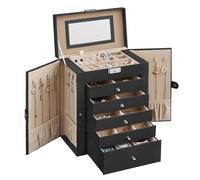 Songmics Schmuckkästchen Bridie mit 6 Ebenen Schwarz-Beige