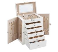 Songmics Schmuckkästchen Bridie mit 6 Ebenen Weiß-Beige