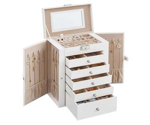 Songmics Schmuckkästchen Bridie mit 6 Ebenen Weiß-Beige