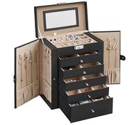 SONGMICS Schmuckkästchen schwarz, beige 26,0 x 15,5 x 32,0 cm, 1 St. St.