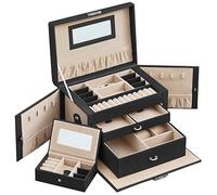 SONGMICS Schmuckkästchen schwarz, beige 26,0 x 18,0 x 17,0 cm, 1 St. St.