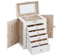 SONGMICS Schmuckkästchen weiß, beige 26,0 x 15,5 x 32,0 cm, 1 St. St.