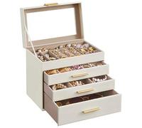 SONGMICS Schmuckkästchen weiß, gold 25,1 x 15,3 x 21,5 cm, 1 St. St.