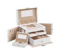 Songmics Schmuckkästchen Schmuckkoffer Abschließbar Spiegel 4 Hacken JBC121W