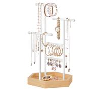 Songmics Schmuckständer Caeley mit Tablett Weiß-Natur