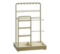 SONGMICS Schmuckständer, Schmuckhalter, Metallrahmen, Schmucktablett Samt, Schmuckaufbewahrung für Halsketten Armbänder Ohrringe Ohrstecker Ringe, Geschenkidee, lorbeergrün JJS021C02