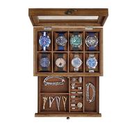 Songmics Uhrenbox Anicia mit 8 Fächern Braun