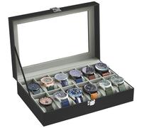 SONGMICS Uhrenbox schwarz, grau 30,2 x 20,2 x 7,8 cm, 1 St. St.