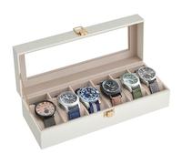 SONGMICS Uhrenbox mit 6 Fächern, Glasdeckel, herausnehmbare Uhrenkissen