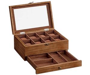 SONGMICS Uhrenbox Walnuss 27,0 x 19,0 x 12,5 cm, 1 St. St.