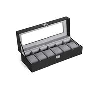 SONGMICS Uhrenbox schwarz, grau 30,0 x 11,2 x 8,0 cm, 1 St. St.