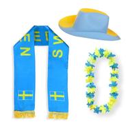 Sonia Originelli Fanset Fanartikel Fanhut Blumenkette Fanschal WM EM Farbe: Schweden