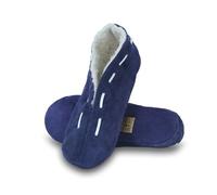 Sonia Originelli Wildleder Hausschuh Schluffi mit warmen Kuschelfell, Farbe: Dunkelblau, Größe: 47