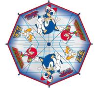 Sonic Bubble-Regenschirm - Manuell zu öffnen - Farbe Blau - Bedruckt mit Sonic und seinen Freunden - Hergestellt aus 100% POE mit Fiberglasrahmen - Original Produkt entwickelt in Spanien