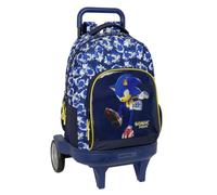 Sonic City Großer Rucksack mit Rädern, kompakt, abnehmbar, ideal für Kinder verschiedener Altersgruppen, bequem und vielseitig, Qualität und Widerstandsfähigkeit, 33 x 22 x 45 cm, blau, M, Casual