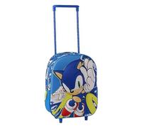 Sonic Kinderrucksack mit Rollen für Jungen und Mädchen, 3D-Schulrucksack aus Eva-Kunststoff, Blau, Teleskopgriff und seitliche Netztasche, ideal für Kindergarten und Schulbeginn