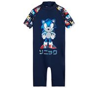 Sonic The Hedgehog Badeanzug Jungen Sommerurlaub Schwimm Anzug Ganzkörper Kinder Badeanzug mit Reißverschluss Bademode fur Strand, Pool 3-10 Jahren (Dunkelblau AOP, 5-6 Jahre)