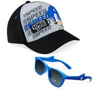 Sonic The Hedgehog Baseball Cap Kinder Jungen und Sonnenbrille Set Verstellbare Sonnenschutz Kappe Coole Brille mit UV400 Schutz