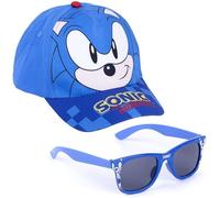 Sonic the Hedgehog Jungen Set - Baseball Cap + Sonnenbrille - Einheitsgröße 5-12 Jahre - UV-Schutz - Blau