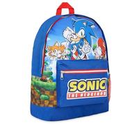 Sonic The Hedgehog Rucksack Kinder, Schulrucksack Jungen Mädchen Backpack Unisex Kinderrucksack Schulrucksack Schultasche Offiziell Fanartikel (Blau/Rot)