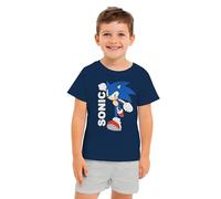 Sonic the Hedgehog Schlafanzug für Jungen - Kinder Pyjama Set Kurzarm Oberteil mit Hose Grau/Blau (DE/NL/SE/PL, Numerisch, 110, 116, Regular)