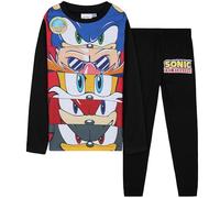 Sonic The Hedgehog Schlafanzug Jungen Lang, Pyjama Set mit T-Shirt Kinder Loungewear, Shadow Knuckles Geschenke für Jungs (9-10 Jahre, Multi)