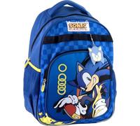 Sonic the Hedgehog Schulrucksack für Kinder | Rucksack mit 2 Fächern, Fronttasche mit Reißverschluss & seitlichen Netztaschen | Blauer Schulrucksack aus Polyester
