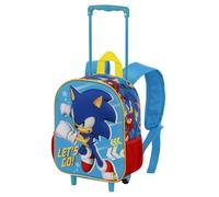 Sonic The Hedgehog - SEGA Go-Kleiner 3D Rucksack mit Rädern, Blau, 26 x 34 cm, Kapazität 7 L