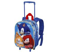 Sonic The Hedgehog - SEGA Unisex Kinder 06547 Kleiner 3D Rucksack mit Rädern Trio, Blau Trio, Einheitsgröße