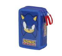 Sonic The Hedgehog - SEGA Unisex Kinder 06677 Gefülltes Dreifach-Federmäppchen Sight, Blau, Einheitsgröße