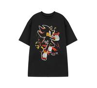 Sonic The Hedgehog Shadow Paint Herren Schwarzes Grafik-T-Shirt | T-Shirt mit Schattencharakter-Design | Sonic Retro-Videospielbekleidung | Offiziell Lizenziertes Merchandise